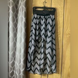 Black and White Chevron Women's High Low Skirt